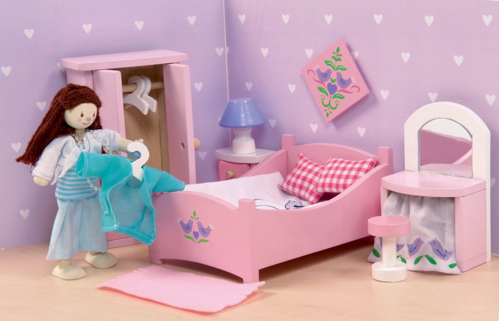 Кукольная мебель большая Alatoys деревянная 13 предметов в домик для кукол для барби